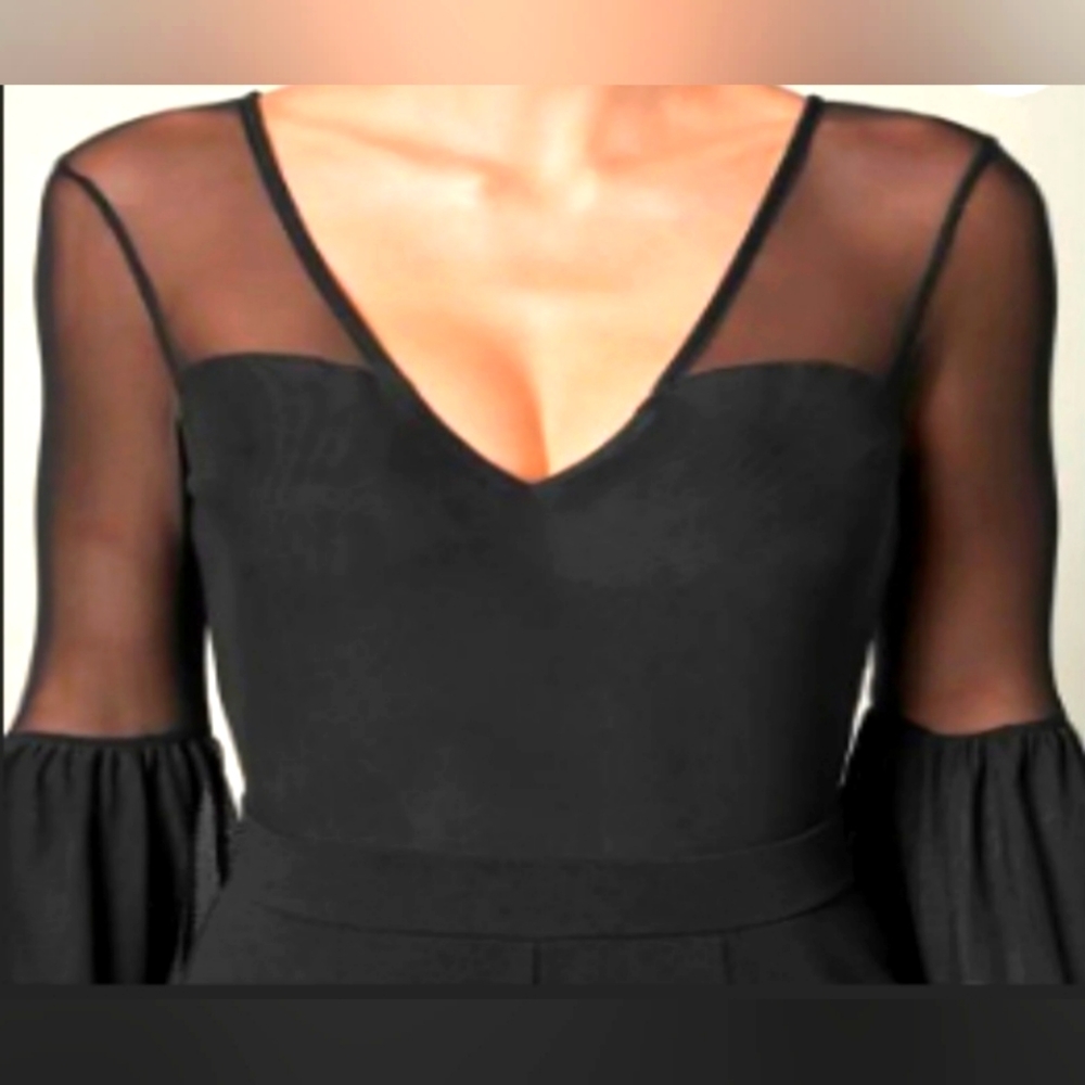 VENUS Black Sheer Sleeve Jumpsuit - Picture 4 of 6